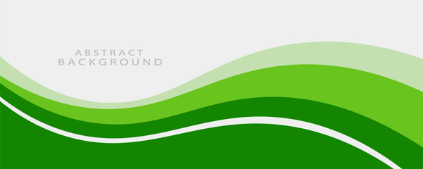 Abstract White and Green wave wide background banner