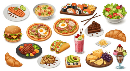 Modern Food & Beverage Outline Icon Set &ndash; Clean Minimal Vector Collection