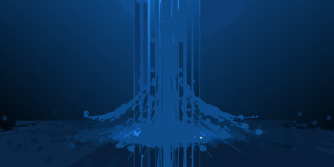 Abstract blue explosion with cascading light streaks and dark background © Pabitra