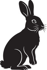 Obraz premium Black silhouette of a rabbit sitting, isolated on white background, clean vector