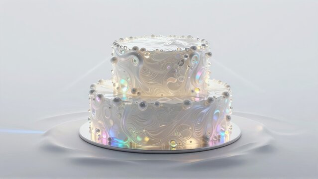 Elegant Teslathemed cake on a silver stand