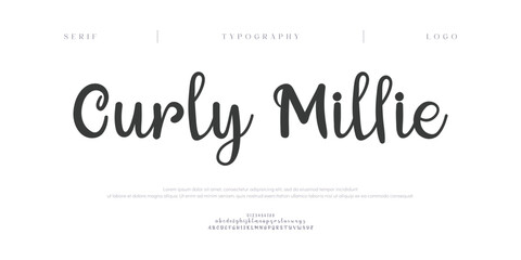 Curly Millie, Script premium luxury elegant alphabet letters and numbers. Elegant wedding typography classic serif font decorative vintage retro. Creative vector illustration  © Gizmo Design