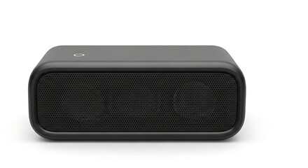 Obraz premium Modern portable wireless bluetooth speaker with sleek design and perforated front grille on white background