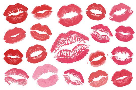 Kiss Prints: An array of alluring lip prints, each a unique imprint of sensual expression and beauty, forms an artistic composition.