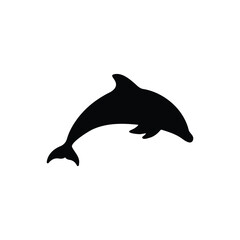 Dolphin silhouette icon vector flat design.