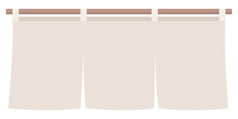 飲食店やショップの入り口に最適な生成り色の3巾のれんイラスト