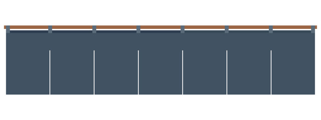 老舗の風格を演出する紺色の7巾ワイドなのれん（暖簾）イラスト