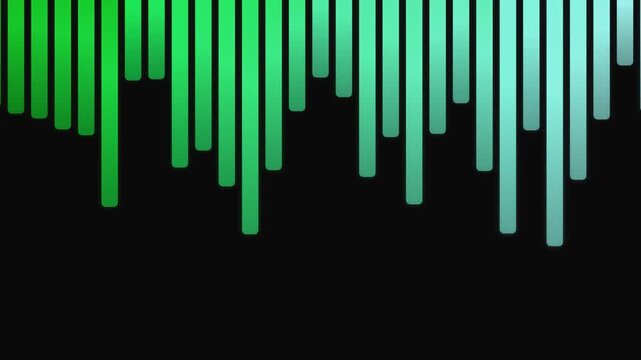 Abstract green lines falling down on a black background.