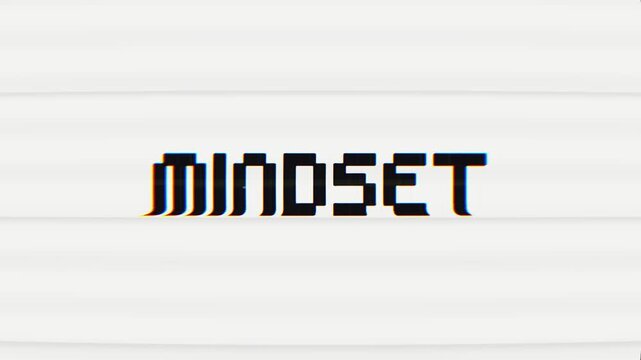 MINDSET word animation features a captivating pixel glitch effect. Ideal for modern intros, tech-themed content, motivation, or psychological concepts.