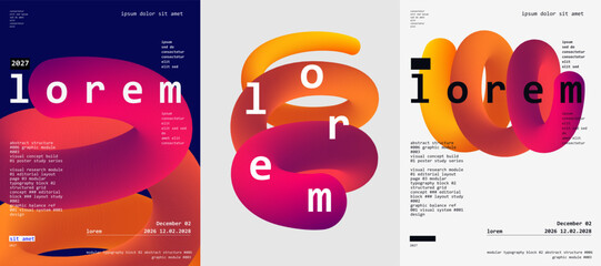 Modern abstract design featuring bold typography and vibrant gradient colors. The composition includes dynamic shapes and text elements, creating a visually striking layout.
