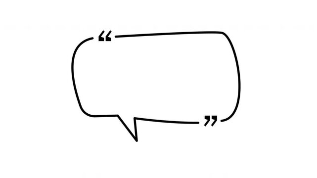 Quote speech frame Doodle animation black white alpha channel