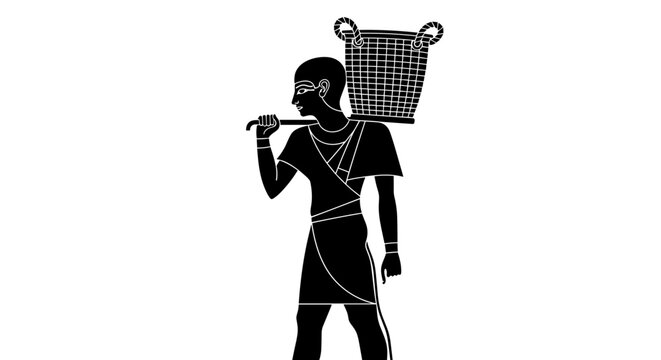 Man Wearing Helmet Carrying Basket.