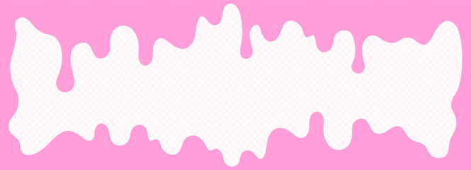 Fototapeta premium Pink bubblegum drip frame isolated on transparent background. Melting gum border with copy space. Sweet candy style decorative frame with transparent center