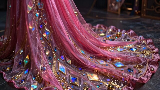 Futuristic Pink Dress with Crystals