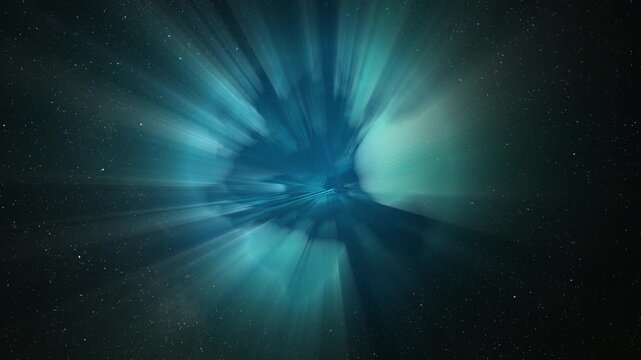 Abstract glow sphere with continenets and rays, science background. Bizzard planet in space, 4k