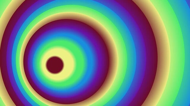 Colorful abstract animation of concentric circles expanding outwards, vibrant and dynamic.