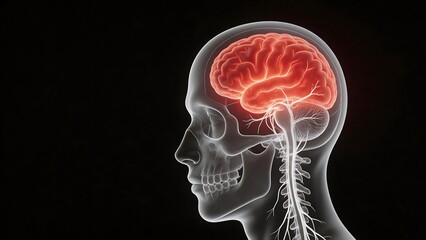 Obraz premium Human brain and skull anatomy