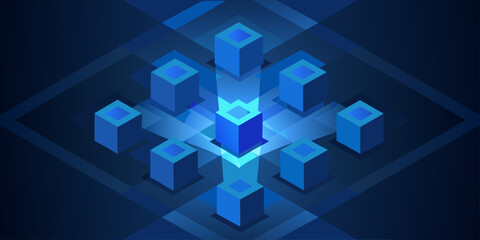 Obraz premium Abstract glowing blue geometric shapes representing data and technology
