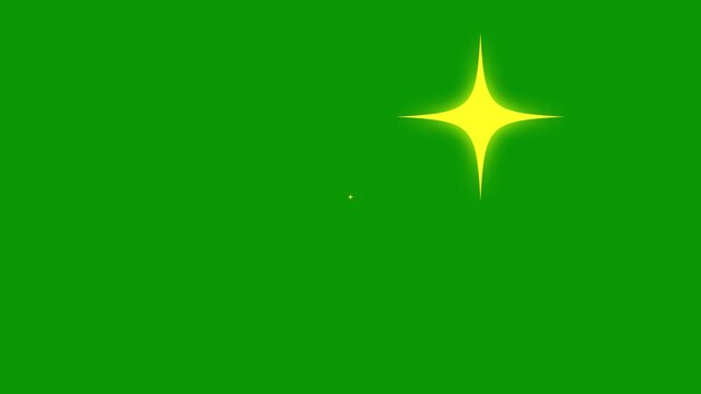 White doodle twinkle star animation, glowing glitter shine effect, flat vector sparkle motion, festive event overlay, seamless looping background on green screen video. 4k loop animation