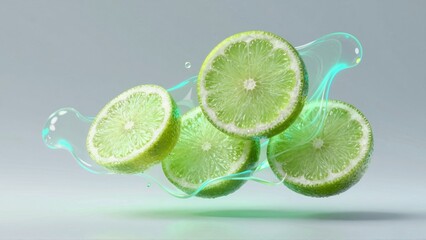 A burst of lime energy in a splash of light blue liquid