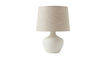 Elegant modern table lamp with textured shade and smooth ceramic base for home decor websites on transparent background