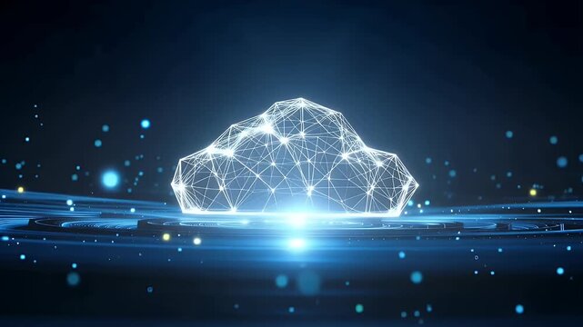 Cloud computing concept with digital data flow