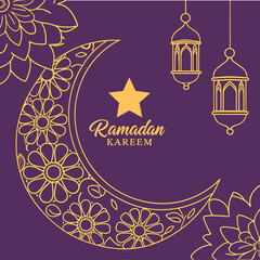 Vector illustration of a mosque at night featuring city architecture with domes and towers in a vintage silhouette design