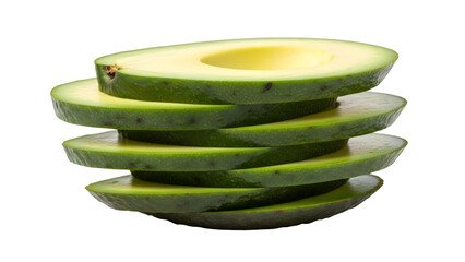 Fresh Sliced Avocado Stack Isolated On Black Background