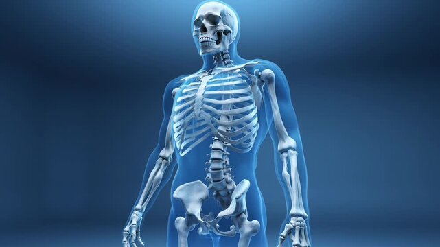 Human Skeleton 3D Rendering Rotation Animation.