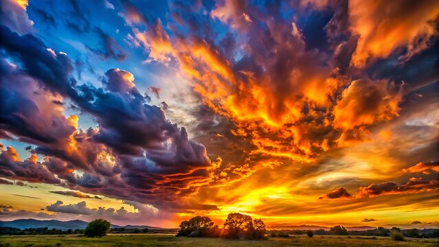 Dramatic Sunset Sky With Glowing Clouds