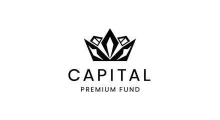 Fototapeta premium Capital Premium Fund Logo with Geometric Crown Design for Finance and Investment