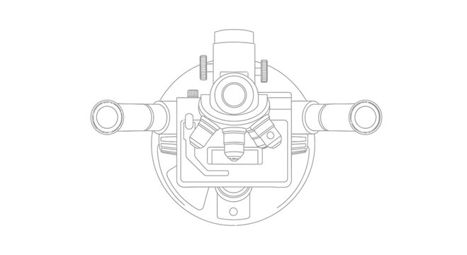 Microscope Icon Top View Black and White - Science and Medical Research