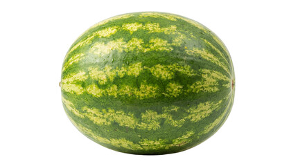 Whole ripe striped watermelon with green rind on black background perfect for healthy eating on transparent background