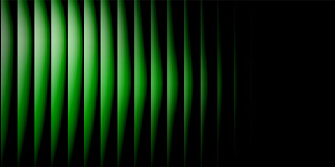 Dark green neon gradient ribbed glass. Vector ribbed glass texture background. Mesh gradient. acrylic ribbed bath surface. Reeded glass background semitransparent overlay. Bath wall window © wahyu