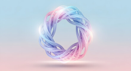 Fototapeta premium Vibrant glowing pink and blue neon light strands forming a circular shape