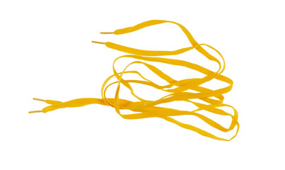 fashionable yellow shoelaces isolated on white background