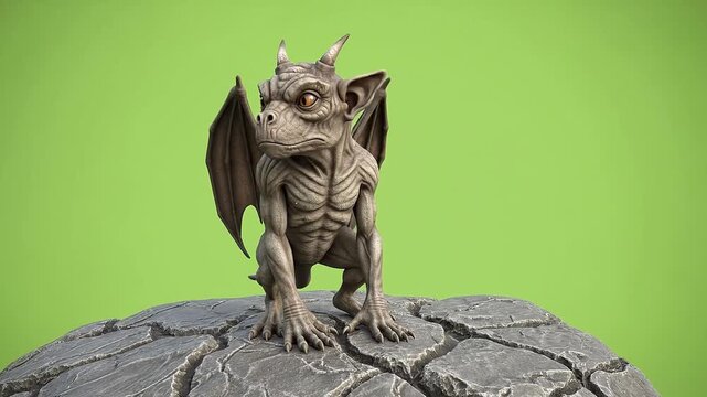 Gothic Dragon Statue on Stone Pedestal.