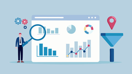 Data analysis and seo optimization with a magnifying glass illustration