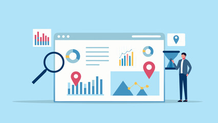 Data analysis and business intelligence concepts illustrated with a modern design