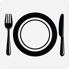 Table setting with plate fork and knife