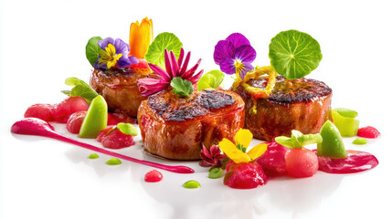 seared duck foie gras torchon with rhubarb garnish