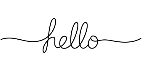 Continuous one line drawing of typography line art of hello word writing isolated on white background. Vector illustration © Creative Tania