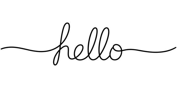 Continuous one line drawing of typography line art of hello word writing isolated on white background. Vector illustration