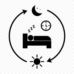 Concept of healthy nighttime rest and daytime activity balance with corresponding icons.