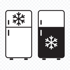 Minimalistic refrigerator icon vector design with snowflake symbols.