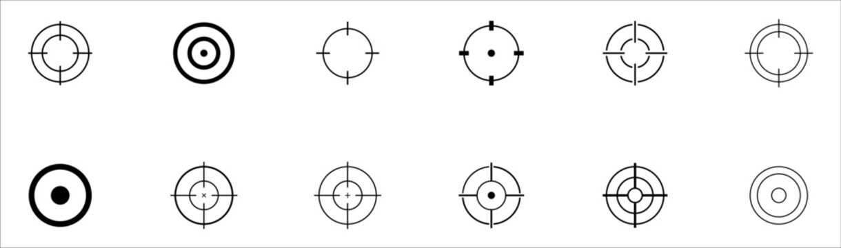 Target and aim icon set. accuracy focused sight icon. 