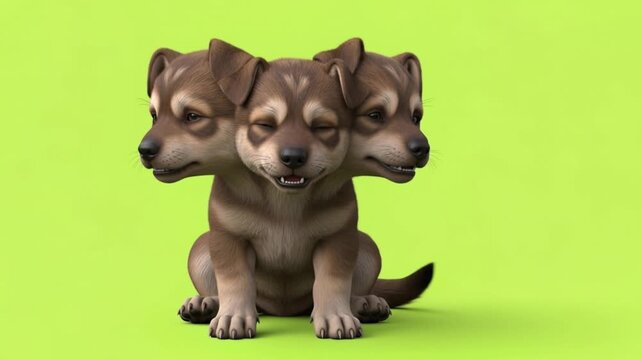Cerberus Dog with Three Heads Sitting.