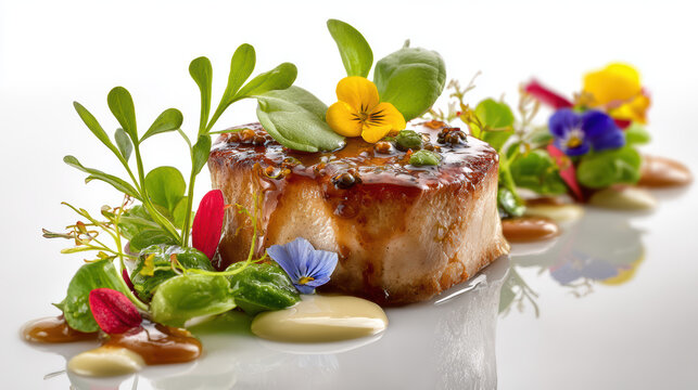 poussin ballotine with foie gras and mushrooms gourmet dish