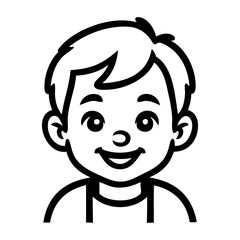 Dibujo sencillo con líneas de la cara de un niño alegre © teracreonte