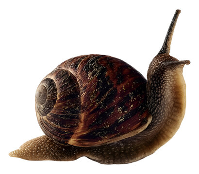 Realistic snail with spiral shell isolated on transparent background PNG